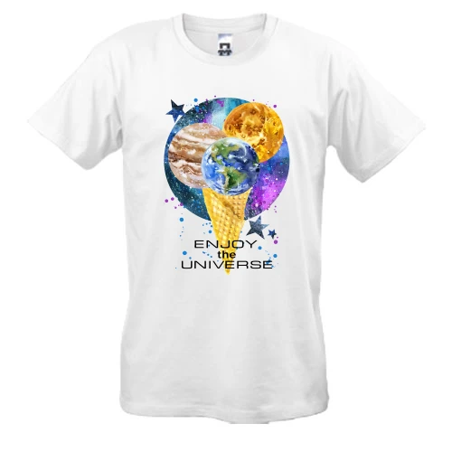 Чоловіча футболка з морозивом із планет «Enjoy the universe»