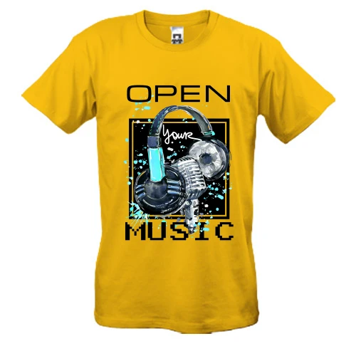Мужская футболка с принтом «Open your music»