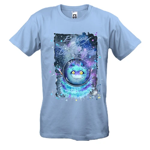 Мужская футболка с голубым монстром "enjoy the universe"