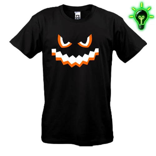 Мужская футболка, Черный, "Evil Pumpkin Face"