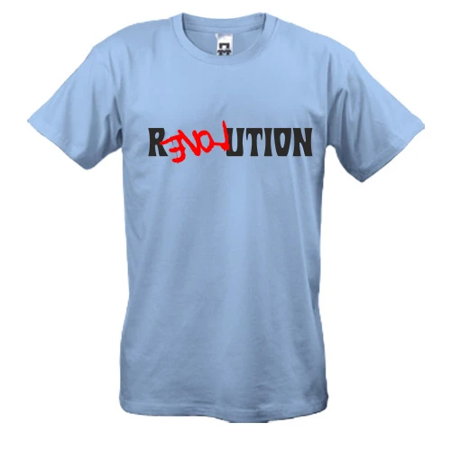 Мужская футболка, Синий, с надписью "REVOLUTION LOVE"