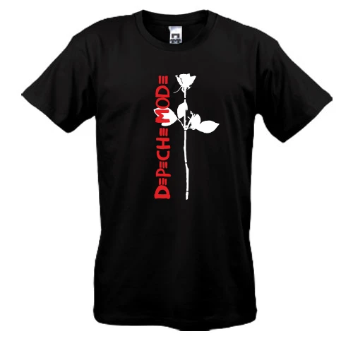 Мужская футболка, Черный, Depeche Mode white Rose