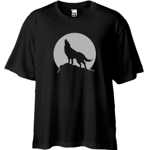 Футболка oversize Вовк на тлі Місяця
