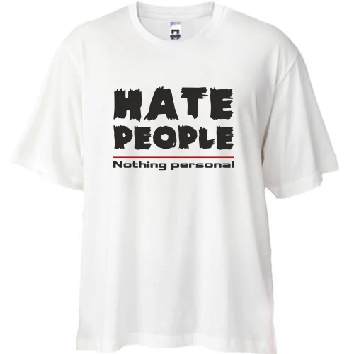 Футболка oversize, Белый, с надписью "Hate People"
