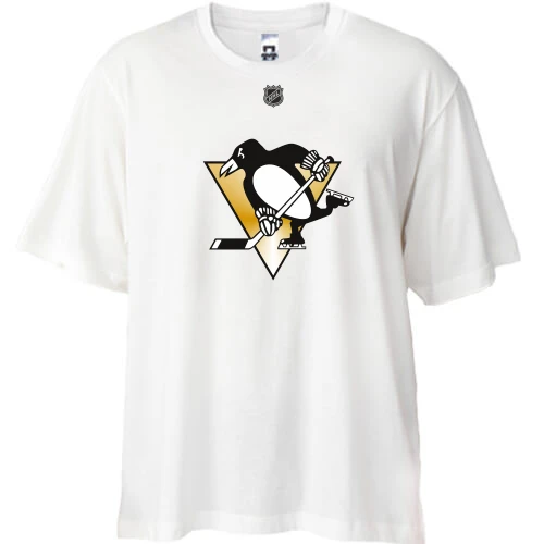 Футболка oversize Pittsburgh Penguins с пингвином и золотым треугольником