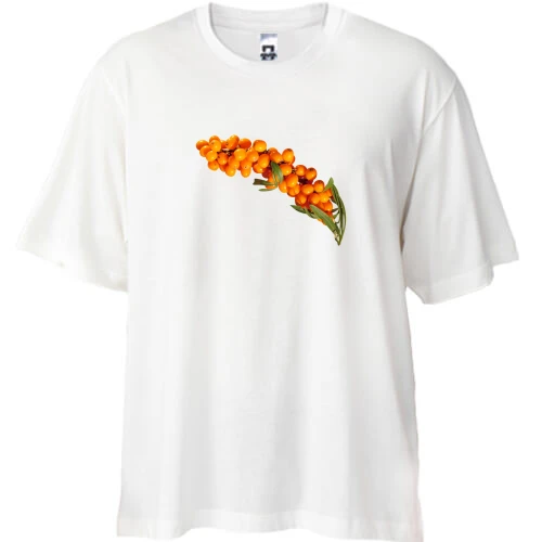 Футболка oversize с веткой облепихи