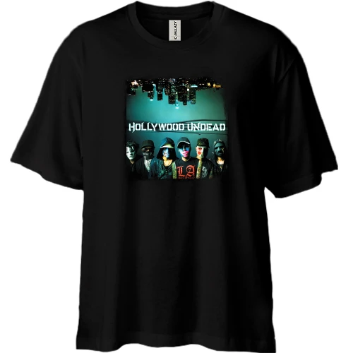 Футболка двонитка Oversize, Чорний, Hollywood Undead