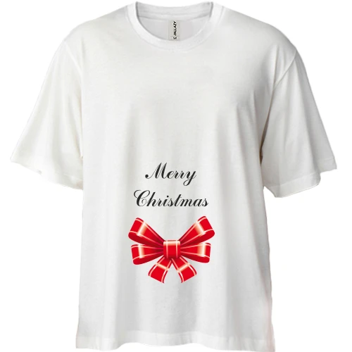 Футболка двунитка Oversize, Синий, Merry Christmas