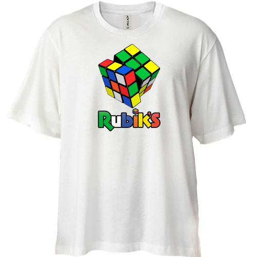 Футболка двунитка Oversize, Белый, Кубик-Рубик (Rubik's Cube)
