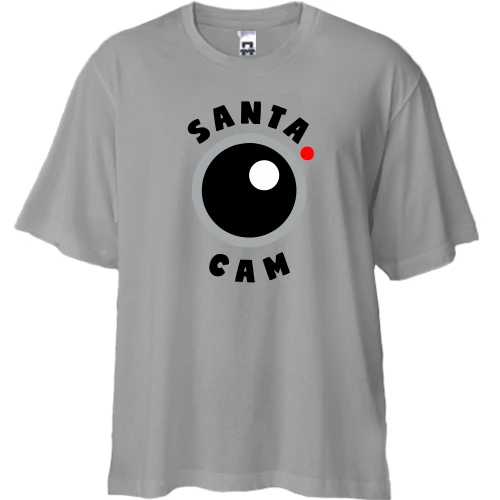 Футболка двонитка Oversize, Сірий, "Santa cam"