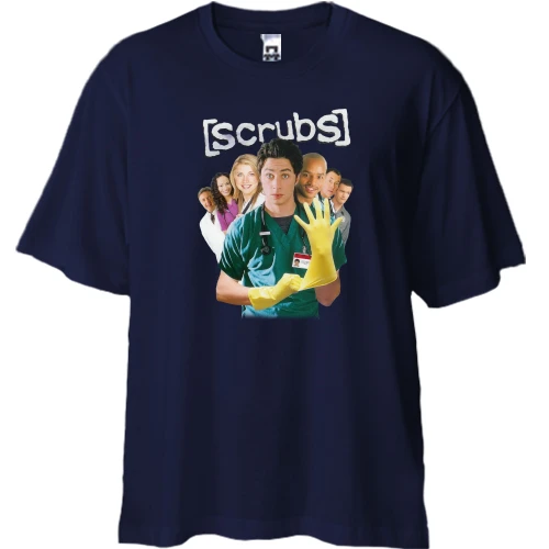 Футболка двунитка Oversize, Синий, scrubs (Клиника)