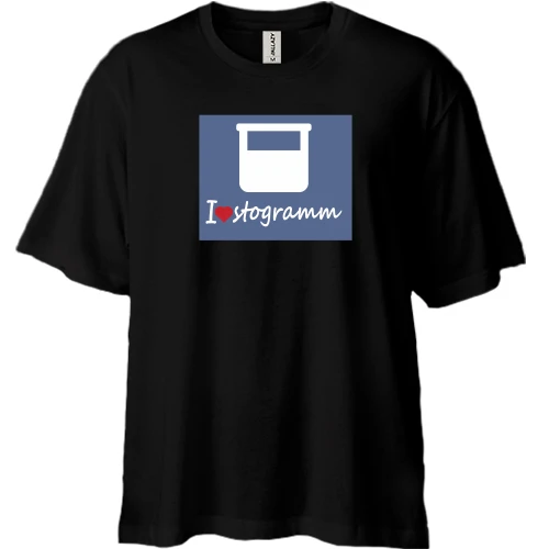 Футболка двонитка Oversize, Чорний, i love stogramm (я люблю стограмм)