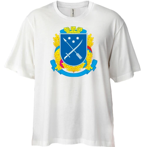 Футболка двунитка Oversize, Белый, Герб Днепра