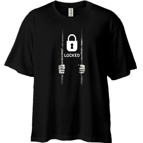 Футболка двунитка Oversize, Черный, Locked