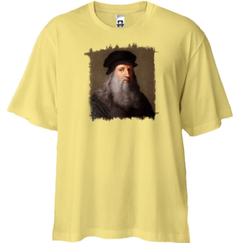 Футболка двунитка Oversize, Желтый, Леонардо да Винчи