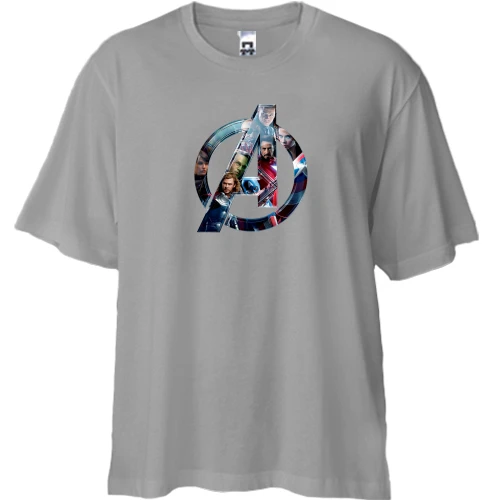 Футболка двунитка Oversize, Серый, с Мстителями (Avengers)
