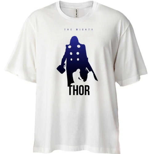 Футболка двунитка Oversize, Белый, с Тором (The Mighty)