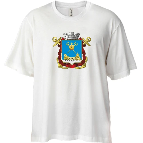 Футболка двунитка Oversize, Белый, с гербом Николаева