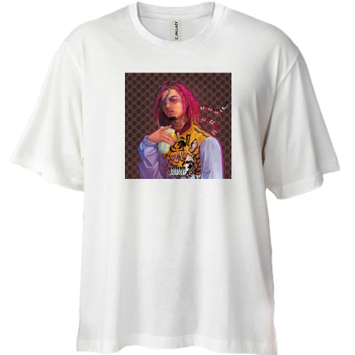 Футболка двонитка Oversize, Білий, Lil Pump (2)