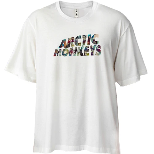 Футболка двунитка Oversize, Белый, Arctic monkeys (коллаж)