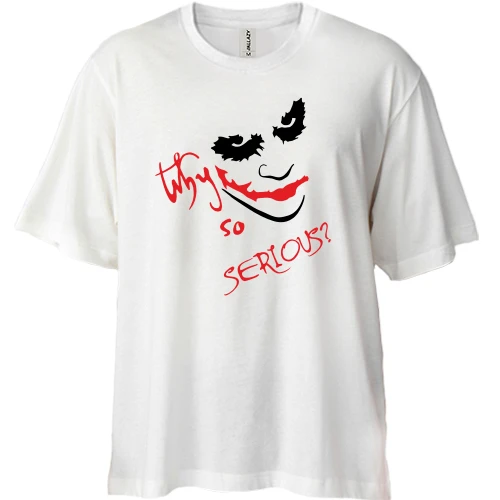 Футболка двунитка Oversize, Белый, с лицом Джокера «Why so serious?»