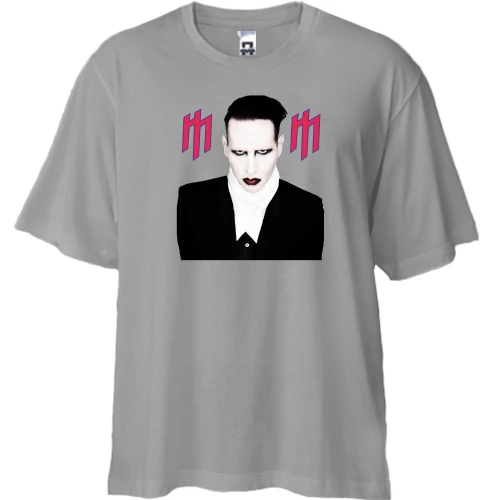 Футболка двунитка Oversize, Серый, Marilyn Manson (2)