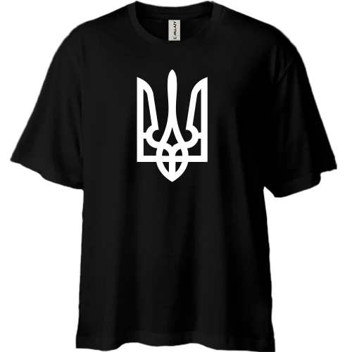 Футболка двунитка Oversize, Черный, с гербом Украины (Н)