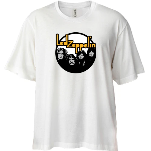 Футболка двонитка Oversize, Білий, Led Zeppelin (диск)