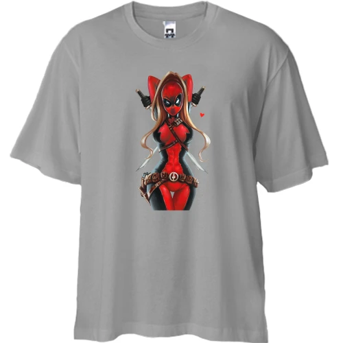 Футболка двунитка Oversize с женщиной Дедпулом