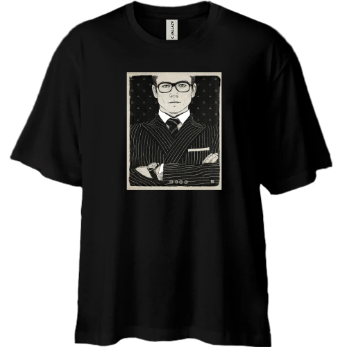 Футболка двунитка Oversize, Черный, с Экзи (Kingsman)