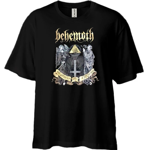 Футболка двунитка Oversize, Черный, Behemoth - The satanist