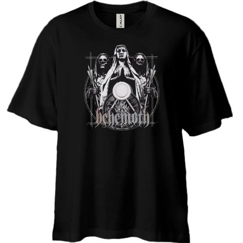 Футболка двонитка Oversize, Чорний, Behemoth (з черницею)