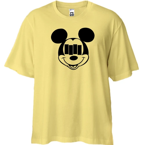 Футболка двунитка Oversize, Желтый, Black Flag Mickey Style