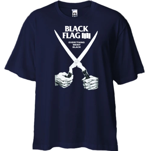 Футболка двунитка Oversize, Синий, Black Flag - Everything Went Black