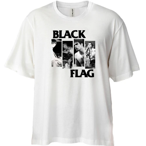 Футболка двунитка Oversize, Белый, Black Flag (группа)