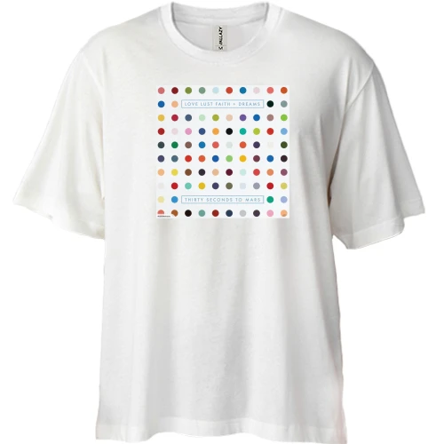 Футболка двонитка Oversize, Білий, 30 seconds to mars - Love Lust Faith and Dreams