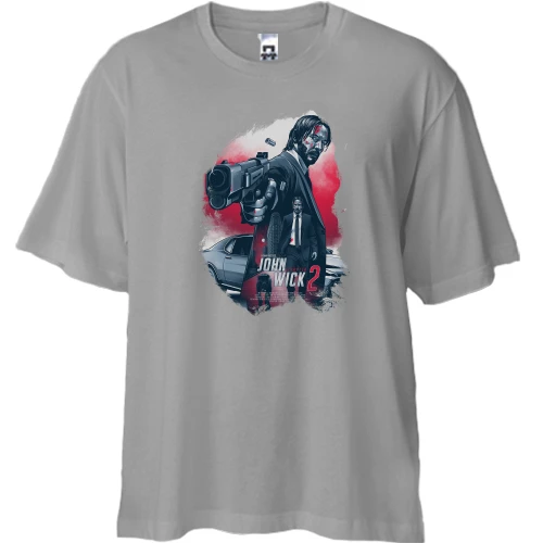 Футболка двунитка Oversize, Серый, John Wick 2