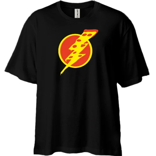 Футболка двонитка Oversize, Чорний, Flash Pizza