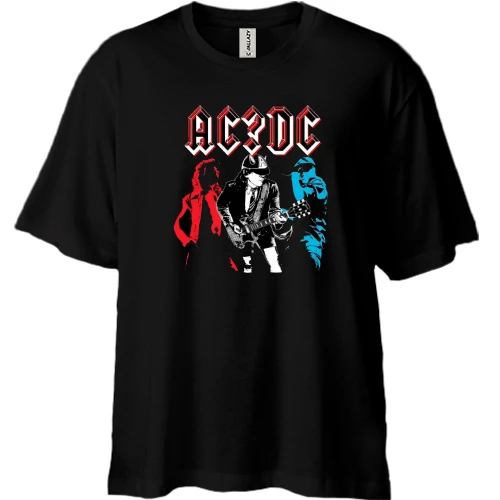 Футболка двунитка Oversize, Черный, AC/DC АРТ