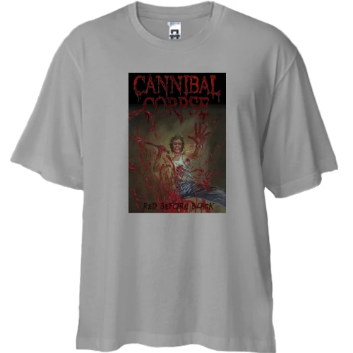 Футболка двунитка Oversize, Серый, Cannibal Corpse - Red Before Black