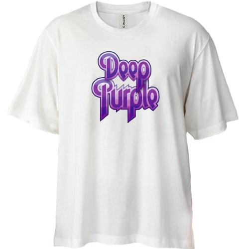 Футболка двунитка Oversize, Белый, Deep Purple (фиолетовый логотип)