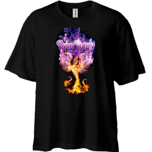 Футболка двунитка Oversize, Черный, Deep Purple - Phoenix rising