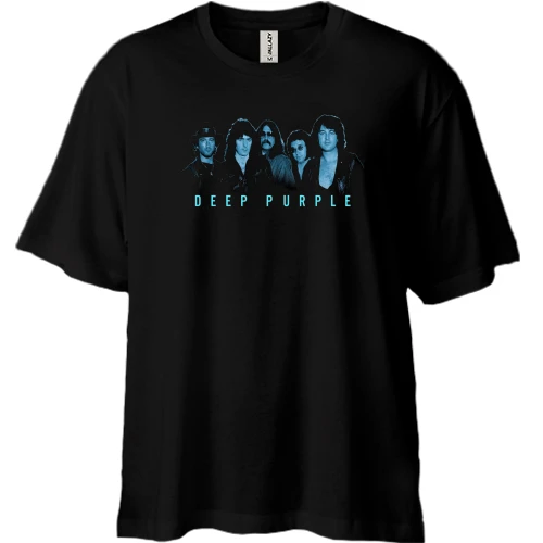 Футболка двунитка Oversize, Черный, Deep Purple (blue faces)