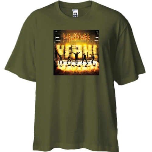 Футболка двонитка Oversize, Чорний, Def Leppard - Yeah!