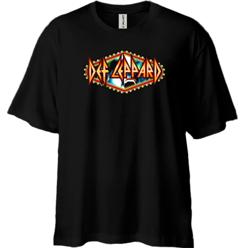 Футболка двунитка Oversize, Черный, Def Leppard (casino)