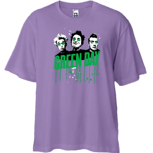 Футболка двунитка Oversize, Лавандовый, Green day Uno! Dos! Tré!