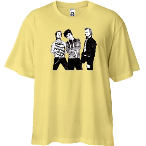 Футболка двунитка Oversize, Желтый, Green day (рисунок)