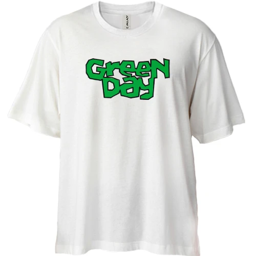 Футболка двунитка Oversize, Белый, Green day (Street art logo)