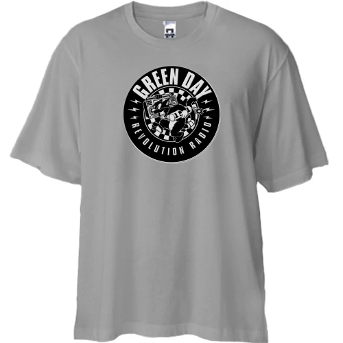 Футболка двунитка Oversize, Серый, Green day Revolution Radio (2)