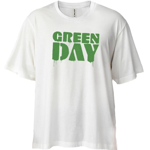 Футболка двунитка Oversize, Белый, Green day (paint)